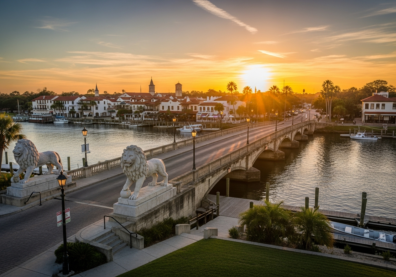 The Bridge of Lions over the Matanzas River in historic downtown St. Augustine